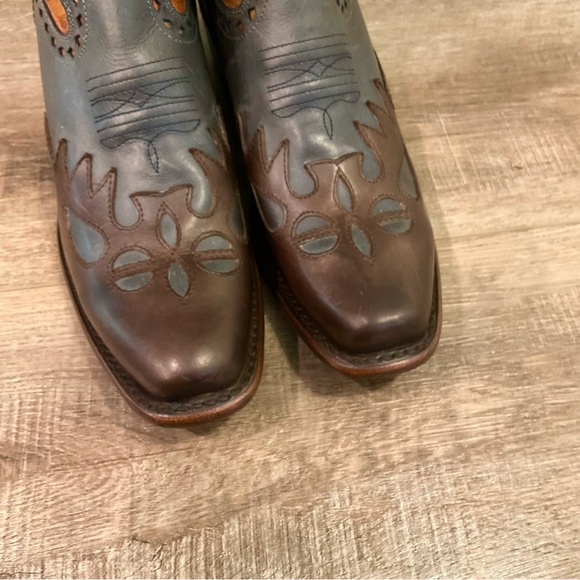 SONORA PAISLEY Western Leather Boots - Brown and Tan - Picture 7 of 12